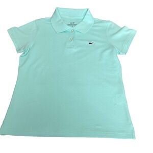 Vineyard Vines Kids S‎ 7-8 Mint Green Short Sleeve Pique Polo Shirt Whale Logo